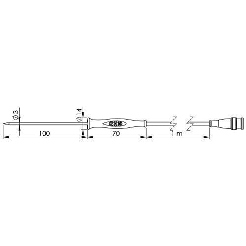 Greisinger 1592150 610861 GF 1T penetrationssensor-70 til 250 °C sensor type Pt1000