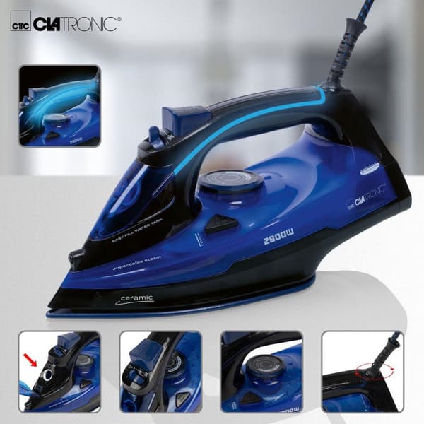 Clatronic DB 3755 - höyrysilitysrauta - 2800 wattia - keraaminen pohja