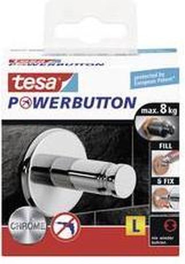 Tesa Powerbutton Kroge Universal store, krom