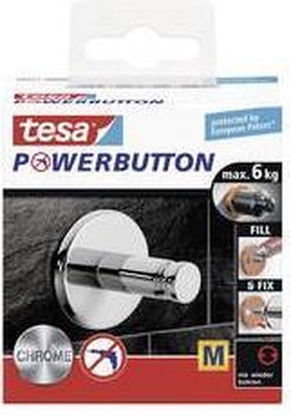 Tesa Powerbutton Hooks Universal medium, kromi