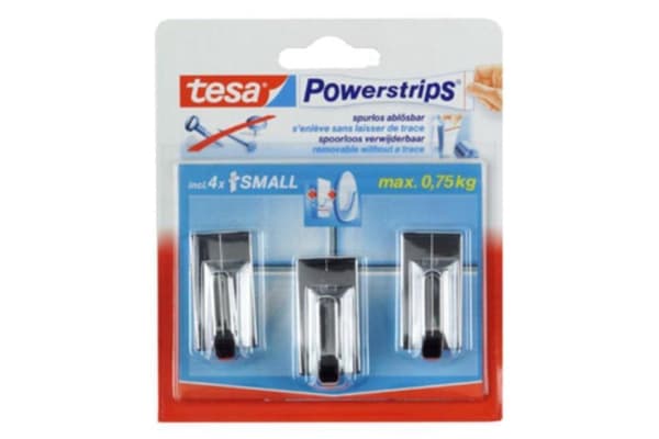 Tesa Powerstrips Hooks Classic Small - Krom - 3 stk