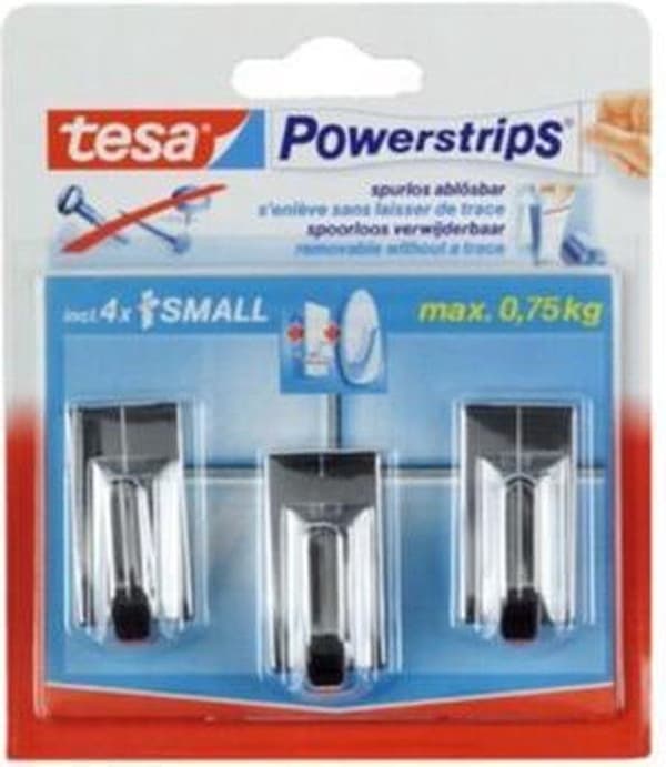 Tesa Powerstrips Hooks Classic Small - Krom - 3 stk