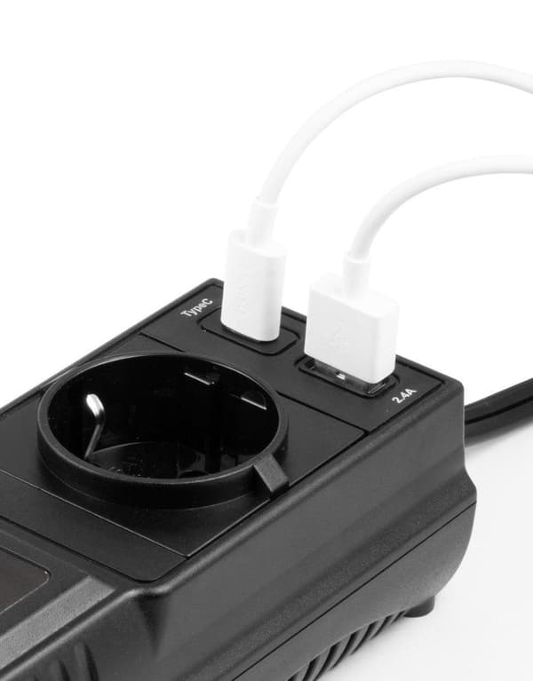 Technaxx TE21 Car 12V spændingsomformer med 2 USB porte og 1 x 230V stik max. 200W