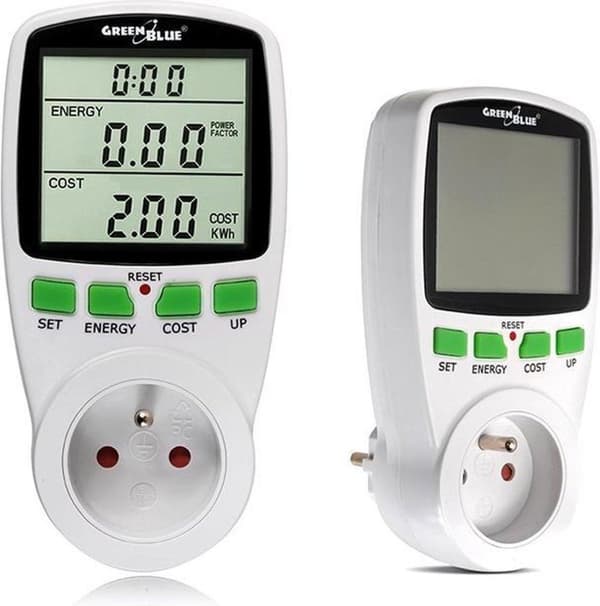 Grønblå GB202 wattmeter Hvid 0 - 9999 W Indbygget display LCD