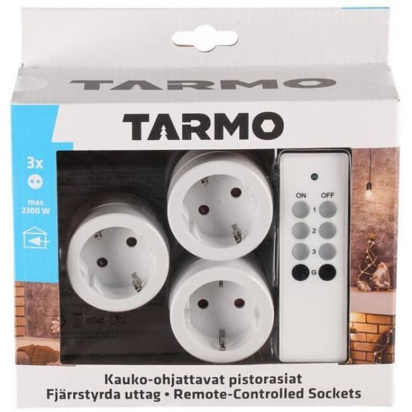Tarmo fjernbetjente stikkontakter til indendørs brug, 3 stk.