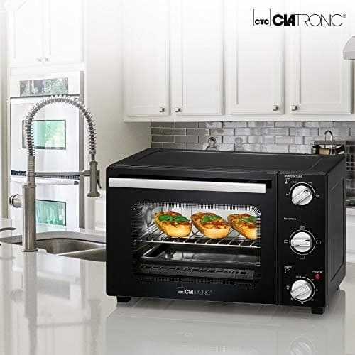 Clatronic® miniovn | 20 liters bageplads | Lille ovn med over- og undervarme | Miniovn op til 230°C | Ovn til pizza, rundstykker og meget mere 60 min