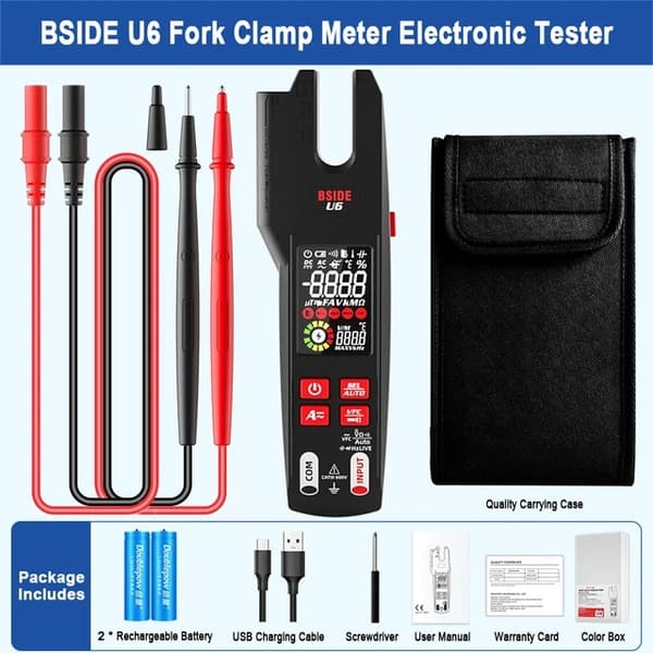 Digital klemmemåler, 600A gaffel, T-RMS teknologi, U6-USB opladning