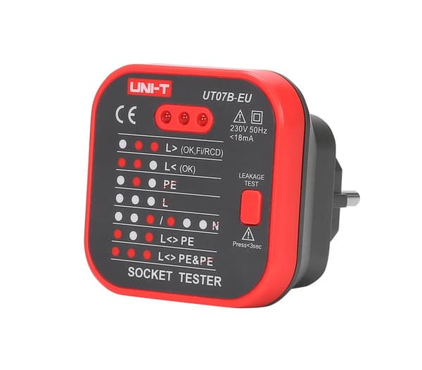 Nätuttagsprovare med RCD-kontrollfunktion Uni-T UT07B-EU