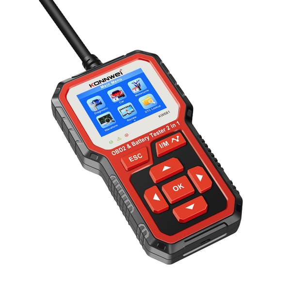 Konnwei KW681 diagnostisk måler, OBD2 scanner, batteri tester