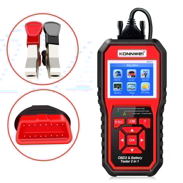 Konnwei KW870 diagnostiikkamittari, OBD2 skanneri, akkutesteri