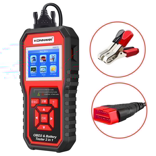 Konnwei KW870 diagnostiikkamittari, OBD2 skanneri, akkutesteri