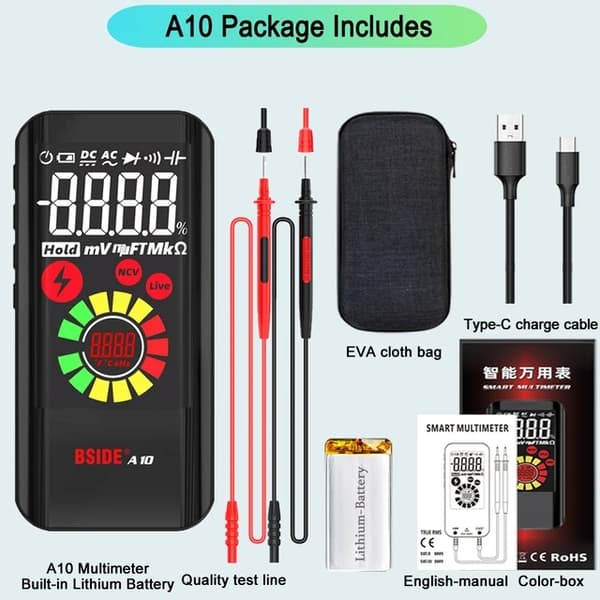 Digital Multimeter, Smart Funktionalitet, USB Opladning, S20 EMF Multimeter