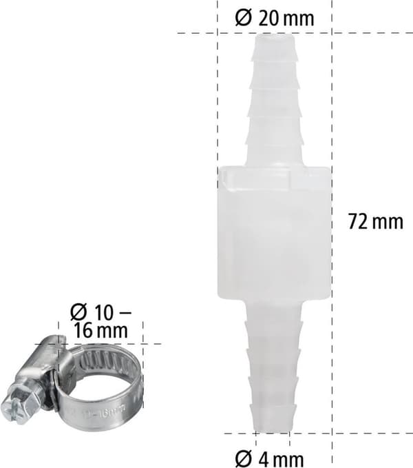 Xavax Kontraventil, med 2 lange klemmer, til max Ø 10 mm