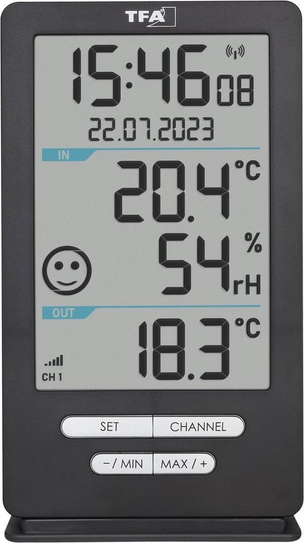 TFA Dostmann trådlös termometer XENA HOME Trådlös digital termometer Antracit