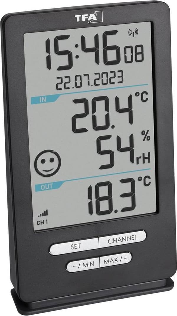 TFA Dostmann trådlös termometer XENA HOME Trådlös digital termometer Antracit
