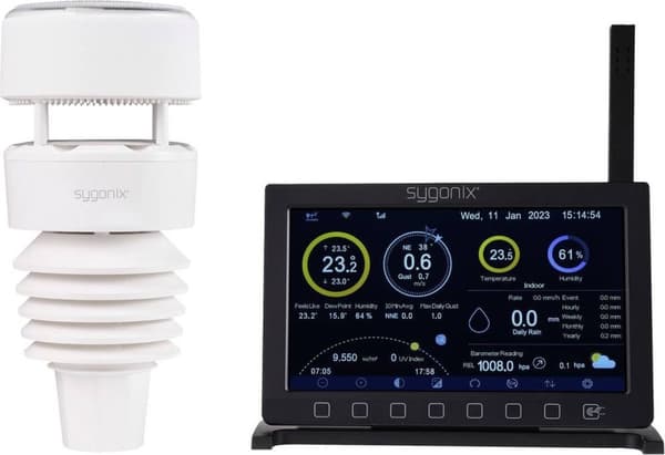Sygonix SY-5479628 WiFi vejrstation Overvågning i 2 dage Antal sensorer max.: 8 stk.
