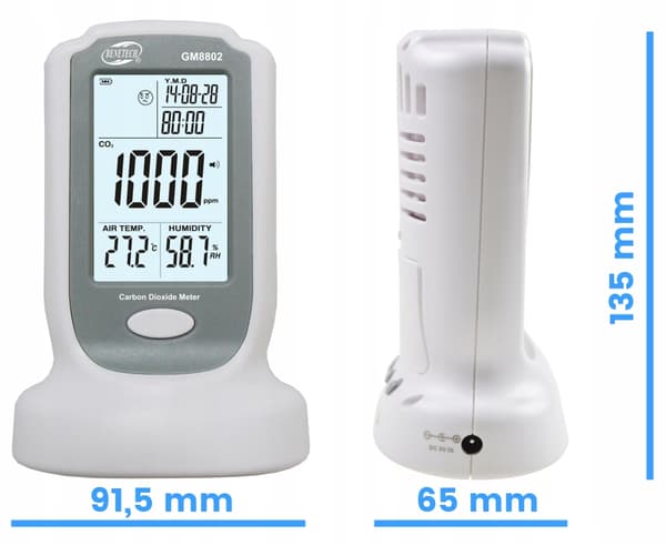 KULDIOXIDMÅLER CO2-SENSOR MED DATO OG TEMP.