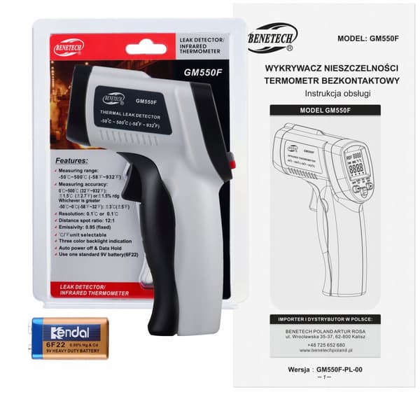 KONTAKTFRI LASERTERMOMETER PYROMETER -50 +500°C