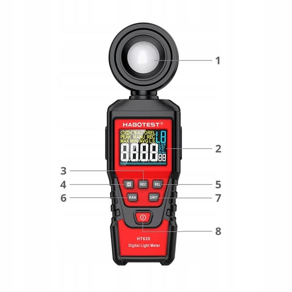 LUX METER LYSMETER LUX MÅLING 200000 LUX 0,5 sek.