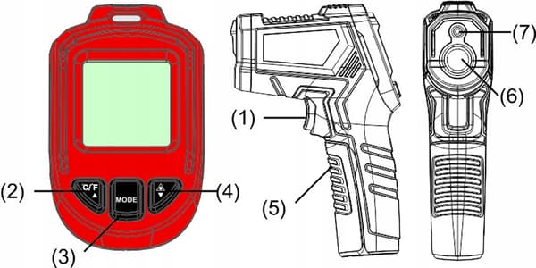 PYROMETR, KONTAKTFRI INFRARØD LASERTERMOMETER, EMISSION -50 +950°