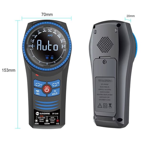 SUNSHINE Roterende Multimeter Auto Range Håndholdt Spændingsmodstand Kontinuitetstester