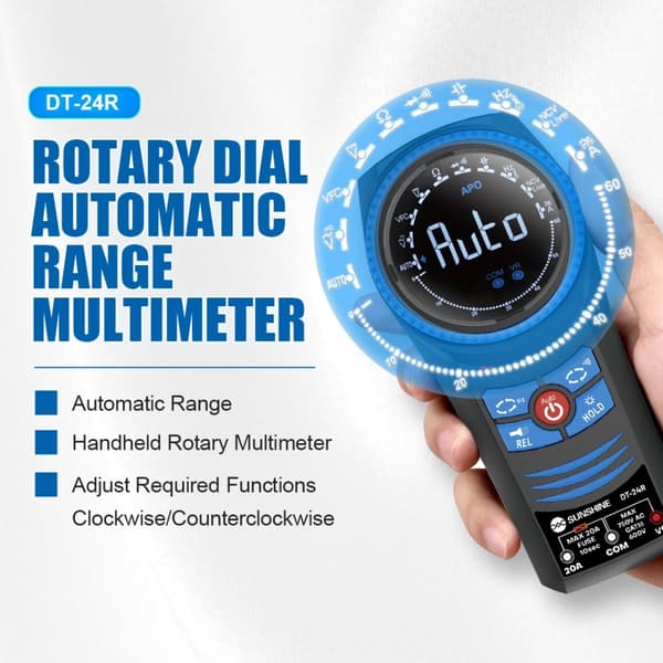 SUNSHINE Roterende Multimeter Auto Range Håndholdt Spændingsmodstand Kontinuitetstester