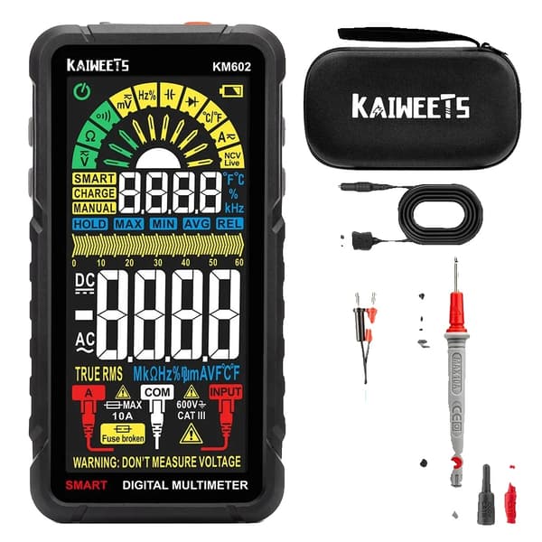 KAIWEETS KM602 Digital Multimeter, 6000 Tællinger Maksimal Visning, Genopladeligt Batteri,KM602