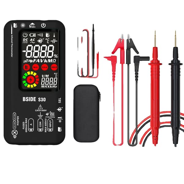 Smart Digital Multimeter, Infrarød Termometer, Dual Strømforsyning,BSIDE S30 sort KIT