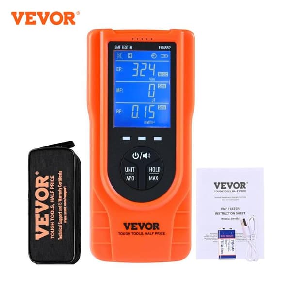 EMF Meter, 5Hz til 3,5GHz Detektion, Genopladeligt Batteri, LCD Skærm