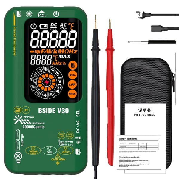 Digital multimeter, infrarød temperaturmåling, ægte RMS-funktionalitet,V30