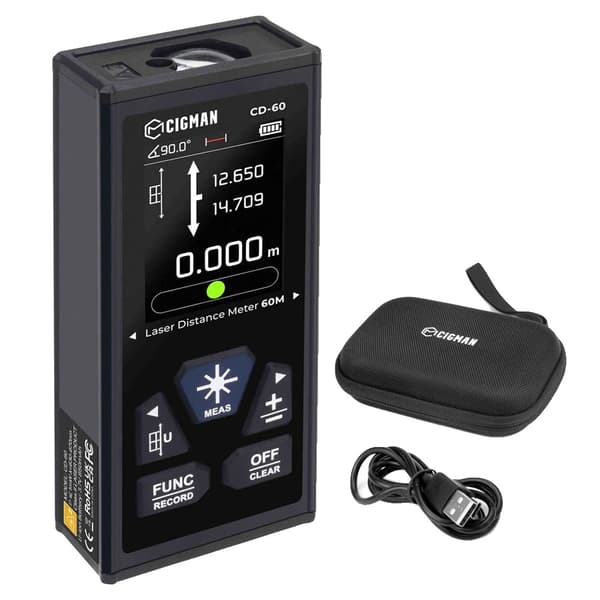 CIGMAN CD-60 Laseretäisyysmittari, 120 m Mittausalue, Suuri LCD-näyttö,CIGMAN CD-60