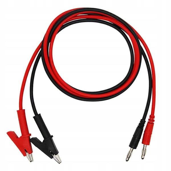 Testledninger til multimeter / laboratoriestrømforsyning - krokodilleklemmer 1500V 15A 100cm (2 stk. - sort og rød)