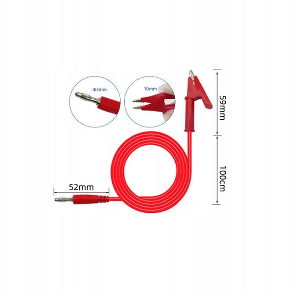Testledninger til multimeter / laboratoriestrømforsyning - krokodilleklemmer 1500V 15A 100cm (2 stk. - sort og rød)