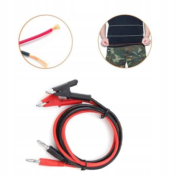 Testledninger til multimeter / laboratoriestrømforsyning - krokodilleklemmer 1500V 15A 100cm (2 stk. - sort og rød)