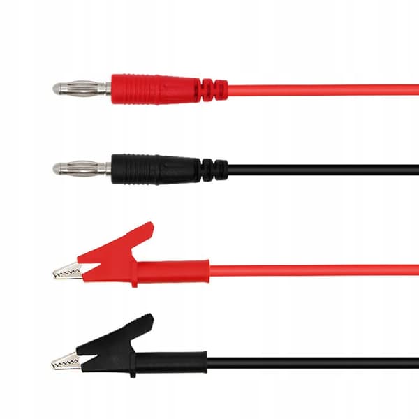 Testledninger til multimeter / laboratoriestrømforsyning - krokodilleklemmer 1500V 15A 100cm (2 stk. - sort og rød)