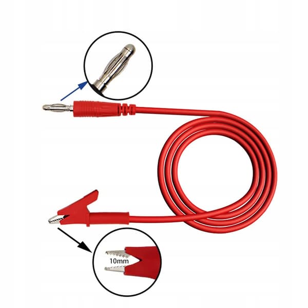Testledninger til multimeter / laboratoriestrømforsyning - krokodilleklemmer 1500V 15A 100cm (2 stk. - sort og rød)