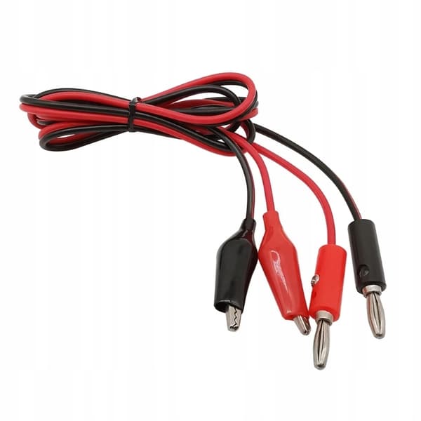Testkablar för multimeter/laboratorieströmförsörjning -100cm - 2x krokodilklämma 35mm - kabel med krokodilklämmor (2st - svart och röd)