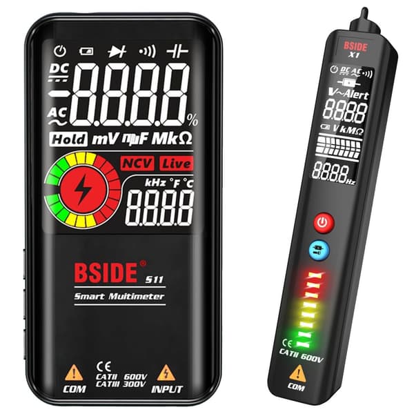 Digitalt multimeter, 9999 tællinger display, AC/DC spændingsmåling,S11 Sort-X1