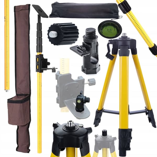 Rosfix Stativ/Stativ 420cm + Stativ 43-120cm til laservaterpas + Adapter til laservaterpas 5/8” / 1/4” + Adapter til markering af skråninger