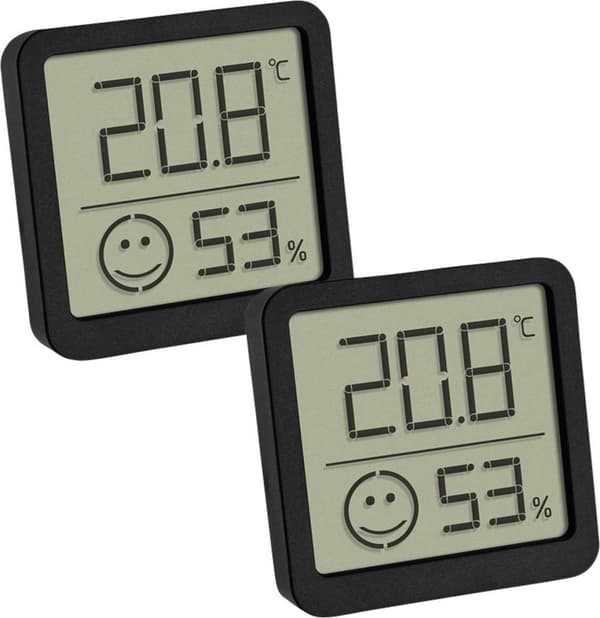 TFA Dostmann 2 Digital Sæt Termo-Hygrometer med Comfort Zone Termo- og Hygrometer Sort