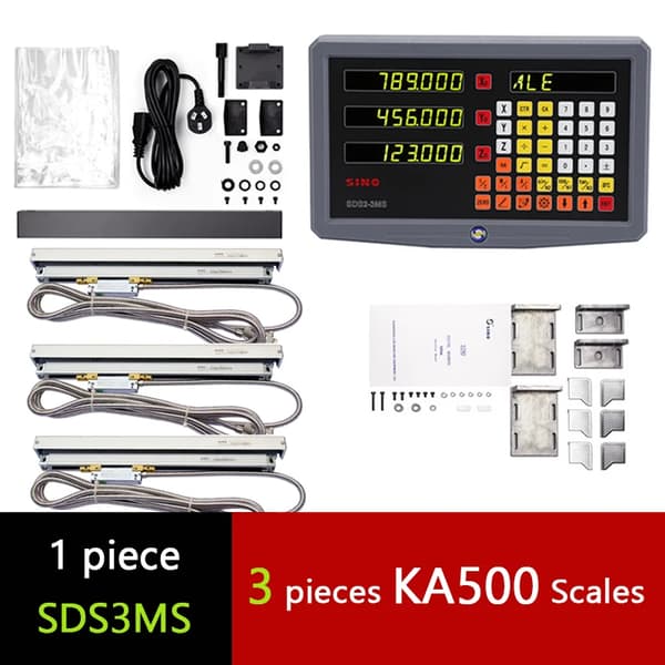 SINO 3-akselinen digitaalinen näyttösetti, korkea tarkkuusresoluutio, useita mittakaavaoptioita,DRO-3 Kappaletta KA500