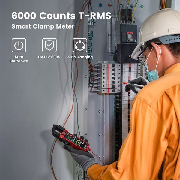 Smart digital tångmultimeter, 6000 räkningar display, AC/DC ström mätning