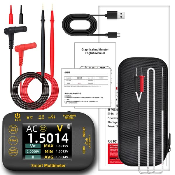 Digital multimeter, 20000 räkningar display, 2,8" TFT färgskärm,S40 med gåva