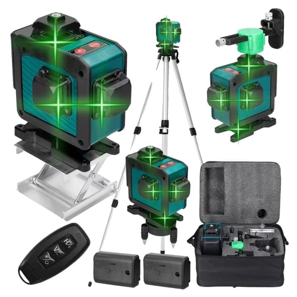 Laser Nivåverktyg, 16 Linjer Precision, Självnivellerande Funktion,2 * Batteri+Stativ EU