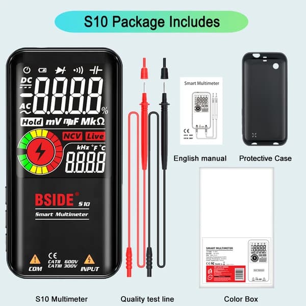 Digital Multimeter, Smarta Funktioner, USB-laddning, S10-15V AAA-batteri