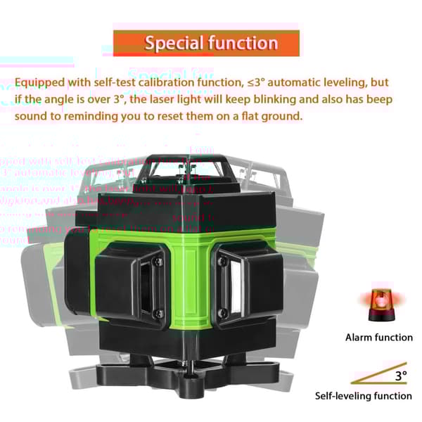 Multifunktionel 4D 16 Linjer, Selv-nivelleringsfunktion, Alarmfunktion,med stativ