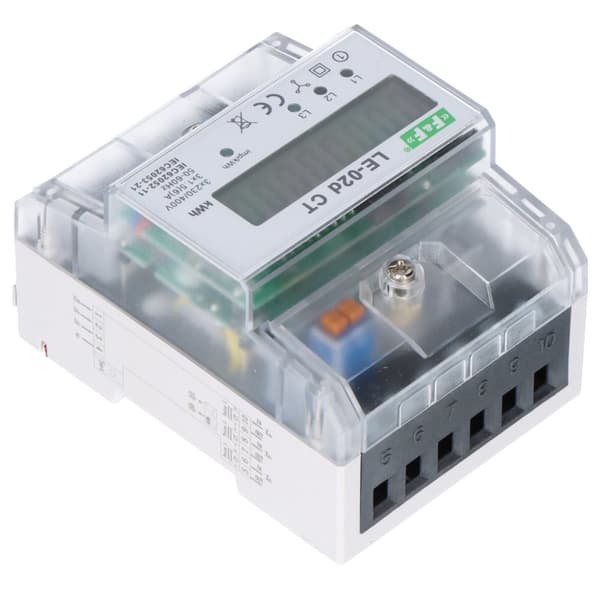 Elmåler LE-02d CT - trefaset med programmerbar udvekslingsforhold, LCD-display, klasse 1