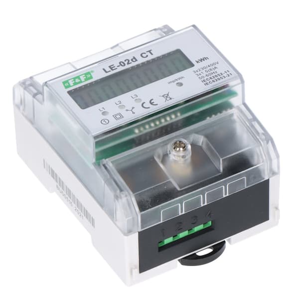 Elmåler LE-02d CT - trefaset med programmerbar udvekslingsforhold, LCD-display, klasse 1