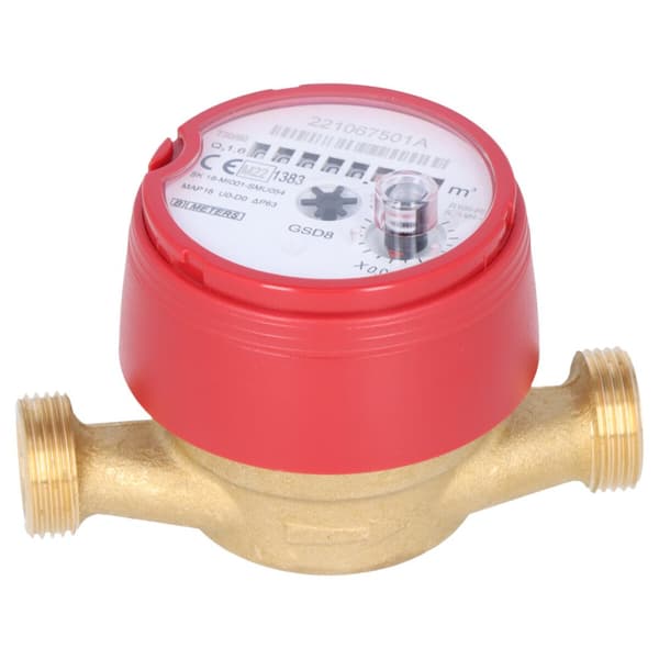 Vattenmätare BMETERS GSD8-RFM, 1/2 tum DN15 1,6 m3/h varmvatten, anslutning 3/4 tum, R100/R50