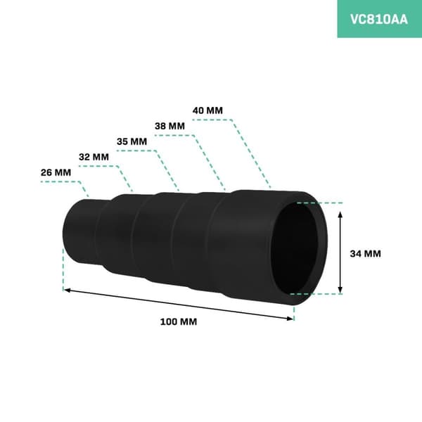 VONROC Adapter - 26-40mm -  Universel  | Adapter til støvsuger - elværktøj | Inh. 3stk.